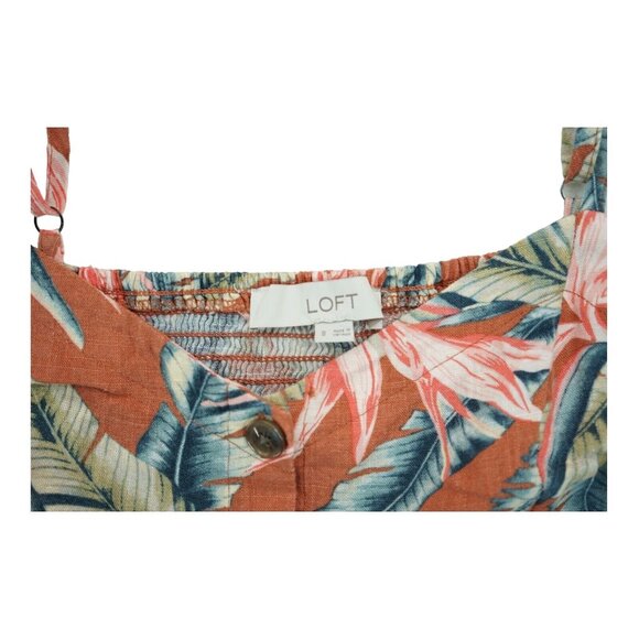 Loft Tropical Summer Crop Top Cami Linen Blend Smocked Back‎ Adj Strap Size 8 - Picture 5 of 5